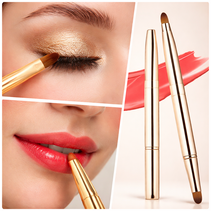 Retractable Two Head Brush: Lip, Eye-Shadow and Cheek
